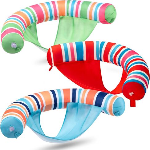 Sloosh 3 Packs Inflatable Pool Float Noodle Chair, Stripes Inflatable Pool Noodle Sling Floatie, Swimming Pool Floatie Floating Chair for Summer Pool Party,Stripe in Saudi Arabia