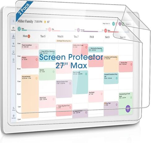 Tiga 2-Pack Screen Protector Film for Skylight Calendar Max 27-Inch, Flexible Soft Clear Protective Film, Touchscreen Compatible, Easy Install Kit Included in Saudi Arabia