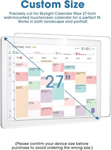 Tiga 2-Pack Screen Protector Film for Skylight Calendar Max 27-Inch, Flexible Soft Clear Protective Film, Touchscreen Compatible, Easy Install Kit Included in Saudi Arabia