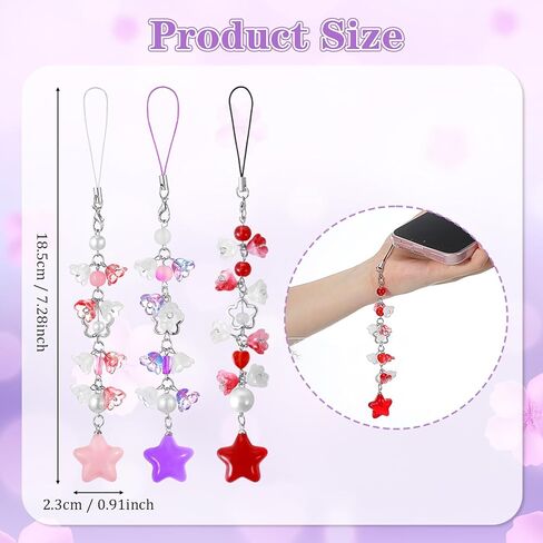 Ymapinc 3Pcs Phone Charm Kit, Y2K Bag Charm Strap, Flower Star Cellphone Charms, Lilies of the Valley Star Keychain Lanyard, Cute Purse/Phone Case Charms, Pink Camera Pendants Decor Accessories in Saudi Arabia