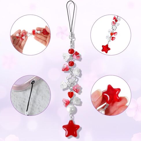 Ymapinc 3Pcs Phone Charm Kit, Y2K Bag Charm Strap, Flower Star Cellphone Charms, Lilies of the Valley Star Keychain Lanyard, Cute Purse/Phone Case Charms, Pink Camera Pendants Decor Accessories in Saudi Arabia