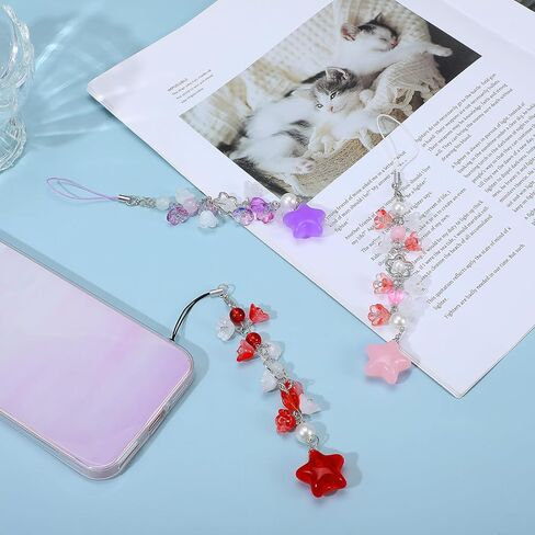 Ymapinc 3Pcs Phone Charm Kit, Y2K Bag Charm Strap, Flower Star Cellphone Charms, Lilies of the Valley Star Keychain Lanyard, Cute Purse/Phone Case Charms, Pink Camera Pendants Decor Accessories in Saudi Arabia
