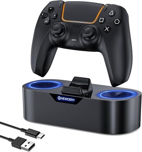 NEWDERY Single Controller Charging Dock for PlayStation 5 Controller, 10000mAh Hanging Neck Battery Pack for Meta Quest 3S/3/2, Black in Saudi Arabia