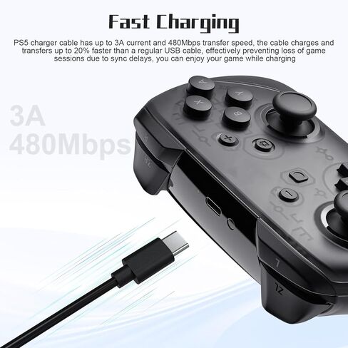 Zosvoses USB C Charging Cable Compatible with Xbox Series X/S, PS5, PS5 DualSense, Switch, Switch Pro, Switch Lite Controller, Steam Deck, 6.6ft in Saudi Arabia