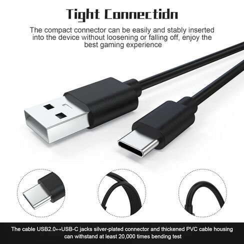 Zosvoses USB C Charging Cable Compatible with Xbox Series X/S, PS5, PS5 DualSense, Switch, Switch Pro, Switch Lite Controller, Steam Deck, 6.6ft in Saudi Arabia