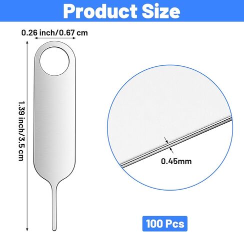 Hecila 100PCS SIM Card Removal Tool Set Universal Sim Card Tray Removal Key Tray Ejectors Pins Waterproof Universal Sim/SD Cards Pin Opening Ejector Pin fits Key Rings Multi-Functional SD Ejector Tool in Saudi Arabia