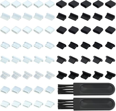 70 قطعة من سدادات غطاء USB المضادة للغبار، واقي منفذ غطاء سيليكون للذكور والإناث، غطاء حماية مضاد للغبار لمنافذ USB A Micro USB من النوع C (8 أنواع مع فرشتين) in Saudi Arabia
