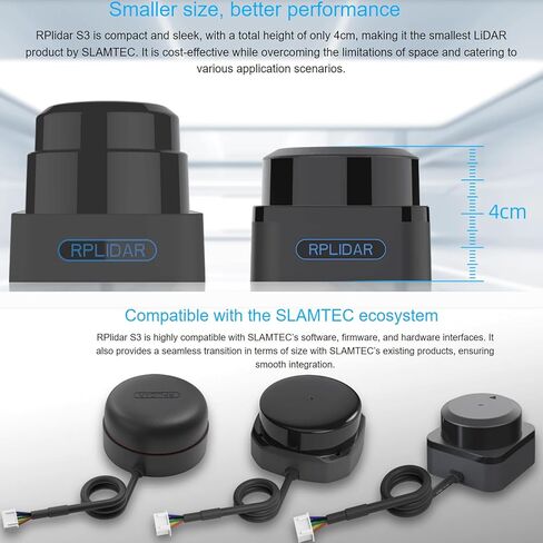 RPLIDAR S3 dToF LiDAR Sensor - 40m Range, 32KHz Sampling, 80,000 Lux Sunlight Immunity, Ultra-Compact 360° Laser Radar for ROS, AGV, Service Robots (UART/USB) in Saudi Arabia