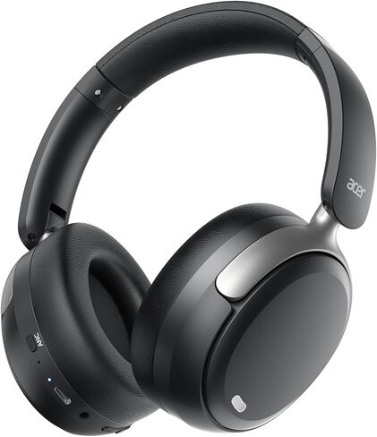 سماعات رأس Acer OHR516 بخاصية إلغاء الضوضاء النشطة، بلوتوث لاسلكي فوق الأذن، وقت تشغيل 60 ساعة، محركات 40 مم، وضع زمن الاستجابة المنخفض، مكالمات واضحة ENC، تصميم مريح قابل للطي (أسود) in Kuwait