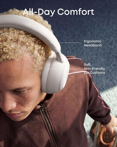 سماعات Soundcore Space 2 من Anker، سماعات رأس بخاصية إلغاء الضوضاء النشطة مع حافظة واقية، ملاءمة مريحة، وقت تشغيل 50 ساعة، صوت لاسلكي LDAC عالي الدقة، اتصال مزدوج، مكالمات واضحة، بلوتوث 6.1، وضع القيلولة in Saudi Arabia