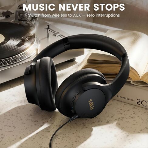 1Mii Y8 Active Noise Cancelling Headphones, Bluetooth 6.0 Headphones Wireless Over Ear, Hi-Res 75H Playtime, Volume Control, AI Voice Chat, Custom EQ via APP Comfort for Airplane & Home Office - Black in Saudi Arabia