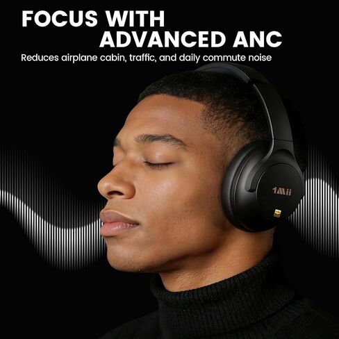 1Mii Y8 Active Noise Cancelling Headphones, Bluetooth 6.0 Headphones Wireless Over Ear, Hi-Res 75H Playtime, Volume Control, AI Voice Chat, Custom EQ via APP Comfort for Airplane & Home Office - Black in Saudi Arabia