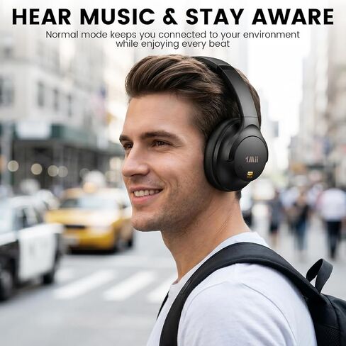 1Mii Y8 Active Noise Cancelling Headphones, Bluetooth 6.0 Headphones Wireless Over Ear, Hi-Res 75H Playtime, Volume Control, AI Voice Chat, Custom EQ via APP Comfort for Airplane & Home Office - Black in Saudi Arabia