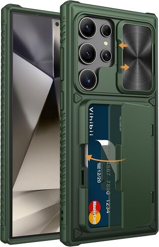 Vihibii for Samsung Galaxy S24 Ultra Case Wallet, Card Holder, Rose Gold | Slide Camera Cover & Kickstand, Raised Edges Protect Screen, Rugged Hard Back Cover, Ditch the Bulky Bag, 2024, Rose Gold in Saudi Arabia
