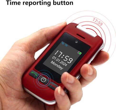 هاتف artfone G6 Flip لكبار السن، هاتف أساسي غير مقفل 4G، شاشة 2.4 بوصة + 1.8 بوصة، زر SOS، قرص سريع، بدون هانز، أزرار كبيرة، بلوتوث، كاميرا، راديو FM، قاعدة شحن، وقت صوتي، معرف المتصل، أحمر in Kuwait