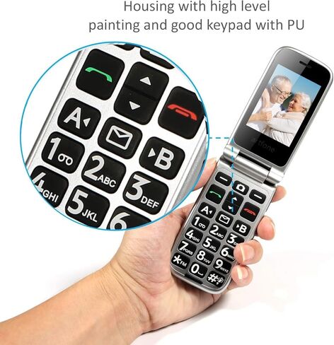هاتف artfone G6 Flip لكبار السن، هاتف أساسي غير مقفل 4G، شاشة 2.4 بوصة + 1.8 بوصة، زر SOS، قرص سريع، بدون هانز، أزرار كبيرة، بلوتوث، كاميرا، راديو FM، قاعدة شحن، وقت صوتي، معرف المتصل، أحمر in Kuwait