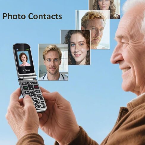 هاتف artfone G6 Flip لكبار السن، هاتف أساسي غير مقفل 4G، شاشة 2.4 بوصة + 1.8 بوصة، زر SOS، قرص سريع، بدون هانز، أزرار كبيرة، بلوتوث، كاميرا، راديو FM، قاعدة شحن، وقت صوتي، معرف المتصل، أحمر in Kuwait