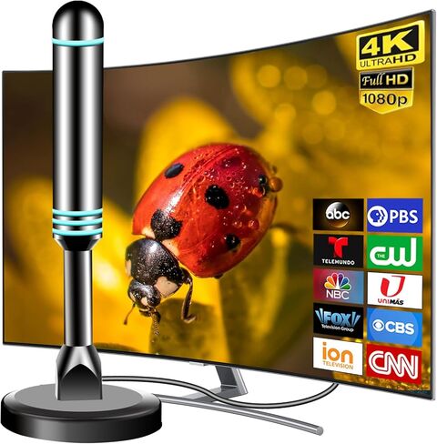 Digital TV Antenna for Smart TV Indoor,2026 Digital Antenna with Strong Magnetic Base, 360°&Long Range Reception HD Antenna, Easy Setup for TVs Without Cable in Saudi Arabia