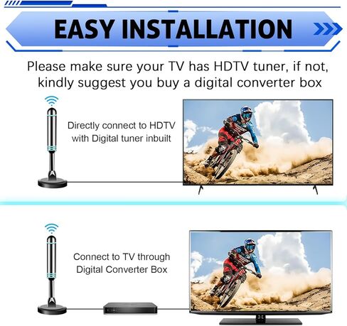 Digital TV Antenna for Smart TV Indoor,2026 Digital Antenna with Strong Magnetic Base, 360°&Long Range Reception HD Antenna, Easy Setup for TVs Without Cable in Saudi Arabia