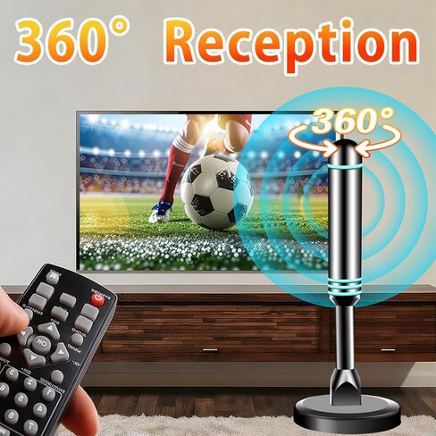 Digital TV Antenna for Smart TV Indoor,2026 Digital Antenna with Strong Magnetic Base, 360°&Long Range Reception HD Antenna, Easy Setup for TVs Without Cable in Saudi Arabia