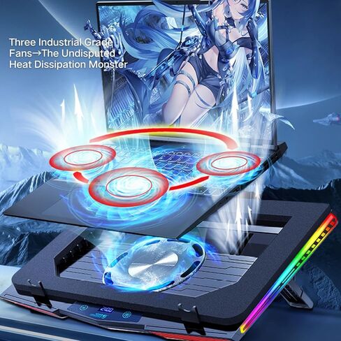 وسادة تبريد للكمبيوتر المحمول Asus Rog Gaming، إنها وحش تبديد الحرارة مع مروحة توربو قوية يمكنها التبريد السريع، وضع إضاءة RGB in Kuwait