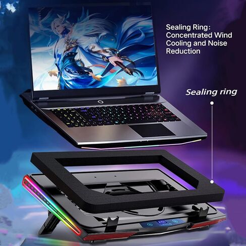 وسادة تبريد للكمبيوتر المحمول Asus Rog Gaming، إنها وحش تبديد الحرارة مع مروحة توربو قوية يمكنها التبريد السريع، وضع إضاءة RGB in Kuwait