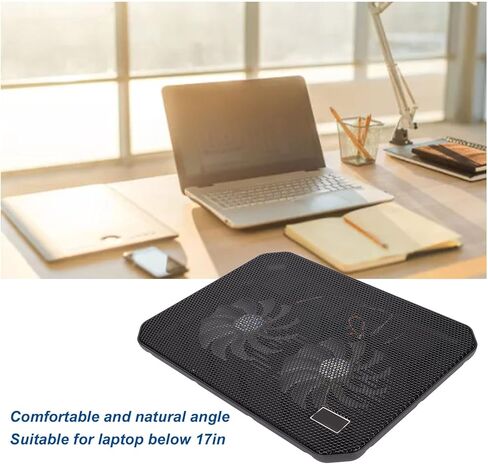 Dual Fans Laptop Cooling Pad, Ergonomic Design, Fast Heat Dissipation, USB Port, Silent Operation, Excellent for Gaming Laptops Under 17in in Saudi Arabia