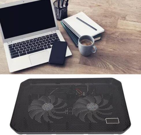 Dual Fans Laptop Cooling Pad, Ergonomic Design, Fast Heat Dissipation, USB Port, Silent Operation, Excellent for Gaming Laptops Under 17in in Saudi Arabia