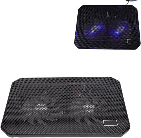 Dual Fans Laptop Cooling Pad, Ergonomic Design, Fast Heat Dissipation, USB Port, Silent Operation, Excellent for Gaming Laptops Under 17in in Saudi Arabia