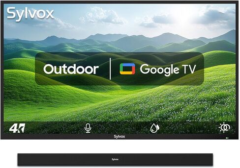 SYLVOX 43" Outdoor Smart TV with Soundbar, 4K Weatherproof TV for Patio & Backyard, 700-Nit Brightness, IP55 Waterproof, Partial Sun (Patio Series) in Saudi Arabia