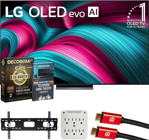 LG 77" C5 OLED evo 4K UHD Smart webOS TV (2025) Bundle with CPS Exclusive 26 Month Protection, 2X HDMI Cable, Wall Mount, 6-Outlet Surge Adapter & Deco Gear Complete Home Theater Beginner's Guidebook in Saudi Arabia