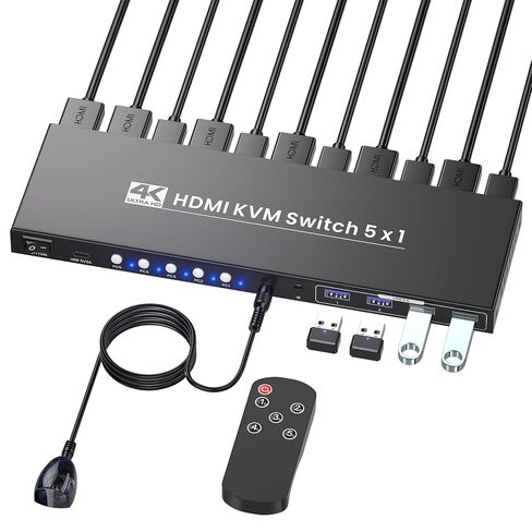 4K@60Hz HDMI KVM Switch 1 Monitor 5 Computers, USB 3.0 5 Port KVM Switch for Controlling 5 Computers with 1 Set of Keyboard, Mouse and 1 Monitor in Saudi Arabia