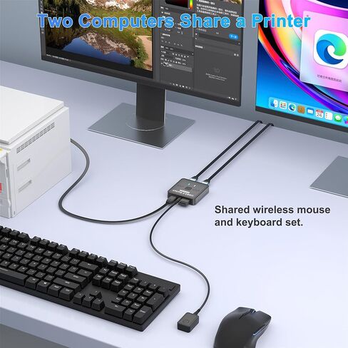 محول USB 3.0 2 في 2 مخرج، محول USB 2 جهاز كمبيوتر لمشاركة لوحة المفاتيح والماوس وكاميرا ويب الماسح الضوئي للطابعة، مقسم الطابعة لجهازي كمبيوتر، 2 منفذ USB-A مفتاح تحديد مع كابلين USB ووحدة تحكم سطح المكتب in Kuwait