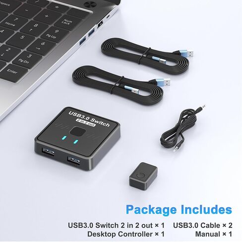 محول USB 3.0 2 في 2 مخرج، محول USB 2 جهاز كمبيوتر لمشاركة لوحة المفاتيح والماوس وكاميرا ويب الماسح الضوئي للطابعة، مقسم الطابعة لجهازي كمبيوتر، 2 منفذ USB-A مفتاح تحديد مع كابلين USB ووحدة تحكم سطح المكتب in Kuwait