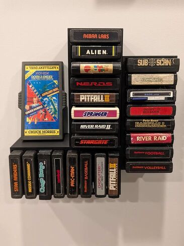 Video Game Wall Mount Organizer Display Compatible with Atari 2600 Cartridges, Black, Holds 8 Cartridges, Set of 3 in Saudi Arabia