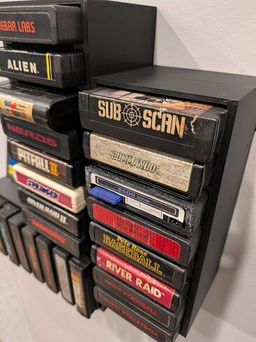 Video Game Wall Mount Organizer Display Compatible with Atari 2600 Cartridges, Black, Holds 8 Cartridges, Set of 3 in Saudi Arabia