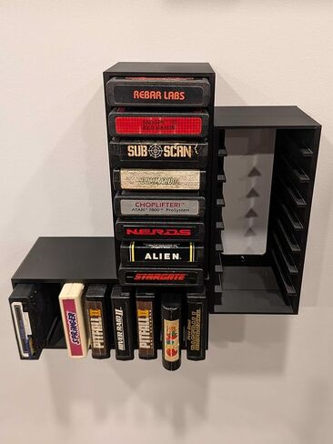 Video Game Wall Mount Organizer Display Compatible with Atari 2600 Cartridges, Black, Holds 8 Cartridges, Set of 3 in Saudi Arabia