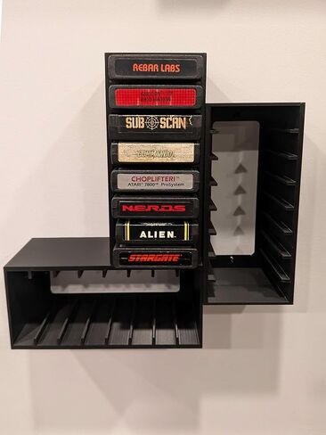 Video Game Wall Mount Organizer Display Compatible with Atari 2600 Cartridges, Black, Holds 8 Cartridges, Set of 3 in Saudi Arabia