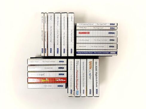 Video Game Wall Mount Organizer Display Compatible with Sega Master System Boxes Games, Black, Holds 5 Cartridges, Set of 4 in Saudi Arabia
