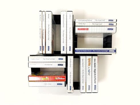Video Game Wall Mount Organizer Display Compatible with Sega Master System Boxes Games, Black, Holds 5 Cartridges, Set of 4 in Saudi Arabia