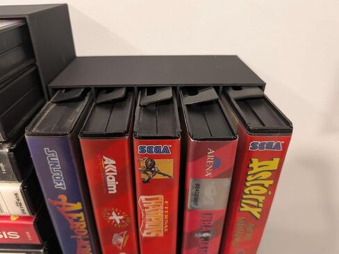 Video Game Wall Mount Organizer Display Compatible with Sega Genesis Boxes Games, Black, Holds 5 Cartridges, Set of 4 in Saudi Arabia