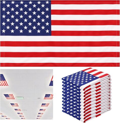 Hortsun 12 Pack American Flag Fluorescent Light Covers 4x2 Ft, Memorial Day Magnetic Ceiling Decor for Classroom Office School, Quick Install with 120 Magnets, Patriotic Display in Saudi Arabia