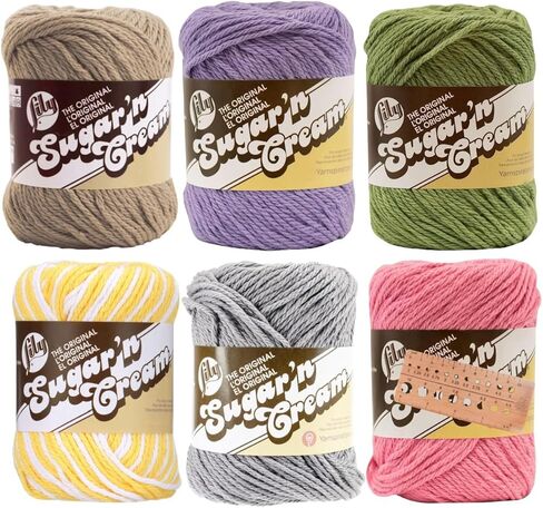 مجموعة خيوط Lily Sugar 'n Cream Stripes 100% قطن صوفي #4 الوزن (مزيج ليلي 228) in Kuwait