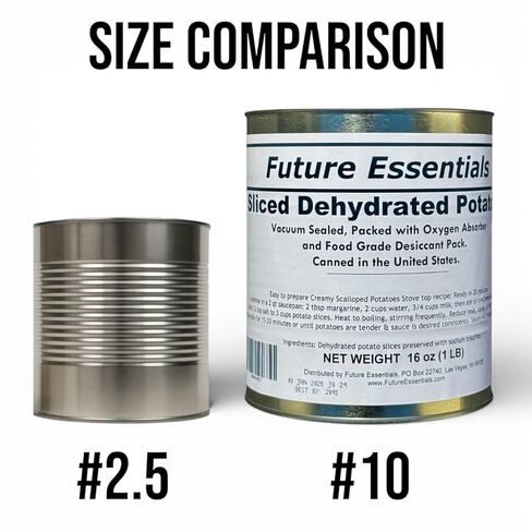 أساسيات المستقبل شرائح البطاطس المجففة - شرائح البطاطس المجففة غير المطبوخة مع مدة صلاحية تصل إلى 25 عامًا لتخزين المواد الغذائية في حالات الطوارئ - #10 علبة، 16 أونصة - طعام البقاء على المدى الطويل - صنع في الولايات المتحدة الأمريكية in Kuwait