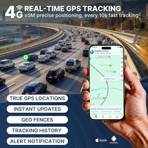 Magnetic GPS Tracker for Vehicles, Tracking Devices for Cars Hidden, Up to 7 Months Battery Life, IP67 Waterproof, Real-Time 4G LTE Assets & Car Tracking Device, Unlimited Range, Subscription Required in Saudi Arabia