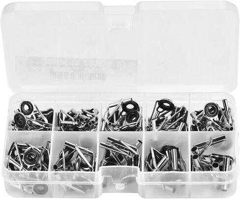 80Pcs Fishing Rod Guide Rings Set, Stainless Steel Ceramic Guide Rings in 10 Sizes, Easy to Install with Storage Case, for Replacement Accessory in Saudi Arabia