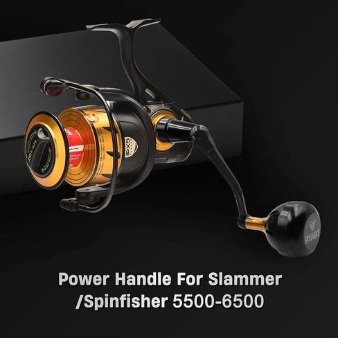 76mm Power Handle Compatible with Penn Spinfisher VII 5500-6500 LC V VI Slammer III IV Reel, Black 42mm Round Knob Japanese NMB Bearings, No Drill 10 Sec Install in Saudi Arabia