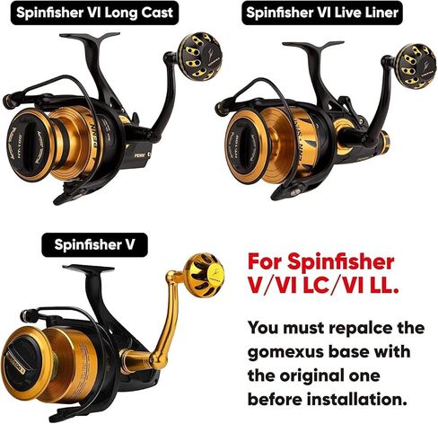 76mm Power Handle Compatible with Penn Spinfisher VII 5500-6500 LC V VI Slammer III IV Reel, Black 42mm Round Knob Japanese NMB Bearings, No Drill 10 Sec Install in Saudi Arabia