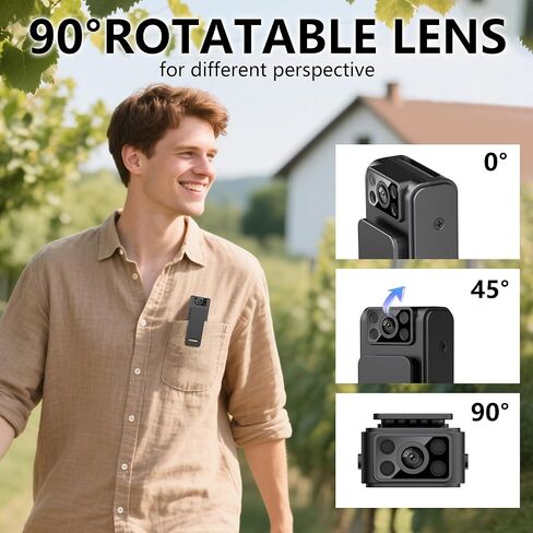 كاميرا الجسم L8، كاميرا صغيرة يمكن ارتداؤها بدقة 1080 بكسل، تسجيل 5 ساعات، بطاقة 32 جيجابايت، عدسة قابلة للدوران 90 درجة، كاميرا شخصية محمولة لرياضات الاجتماعات الأمنية in Kuwait