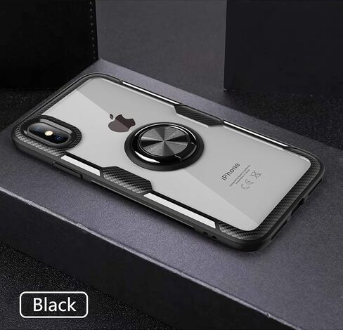 حافظة SORAKA شفافة لهاتف iPhone X/iPhone Xs مع حامل حلقي، حافظة نحيفة وغطاء صلب شفاف من البولي كربونات لهاتف iPhone X مع لوحة معدنية لحامل هاتف السيارة المغناطيسي in Kuwait